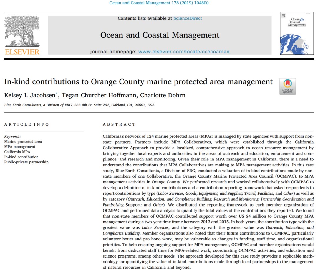 Collaborative In-Kind Contributions Evaluation: Orange County MPA Council