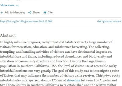 Factors influencing human visitation of southern California rocky intertidal ecosystems