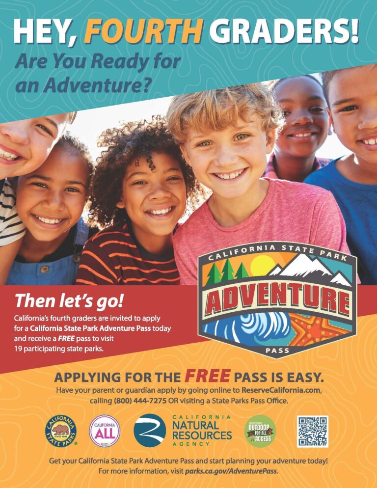 Spread the word – new California State Park Adventure Pass provides free entry for fourth graders and their families at 19 California State Parks