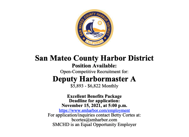 Hiring: San Mateo County Harbor District Deputy Harbormaster