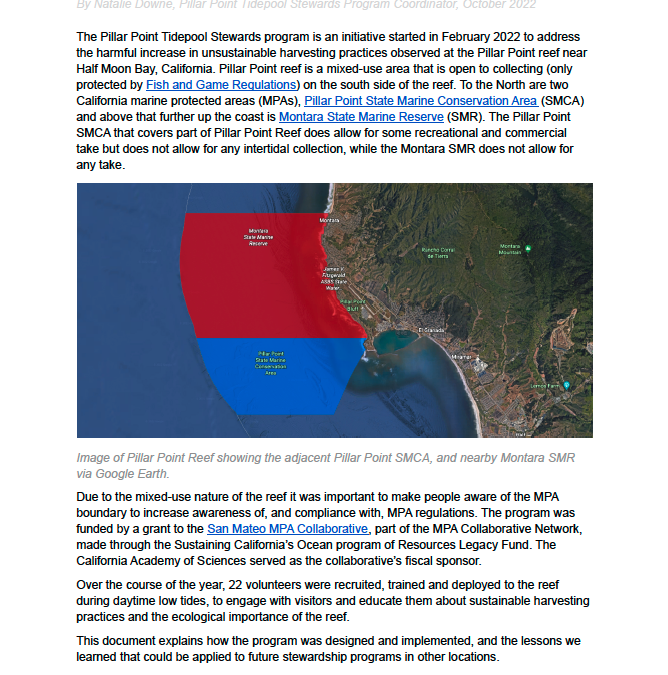 Lessons Learned from Pillar Point Tidepool Stewards
