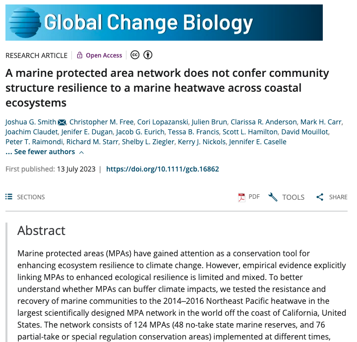 A marine protected area network does not confer community structure resilience to a marine heatwave across coastal ecosystems