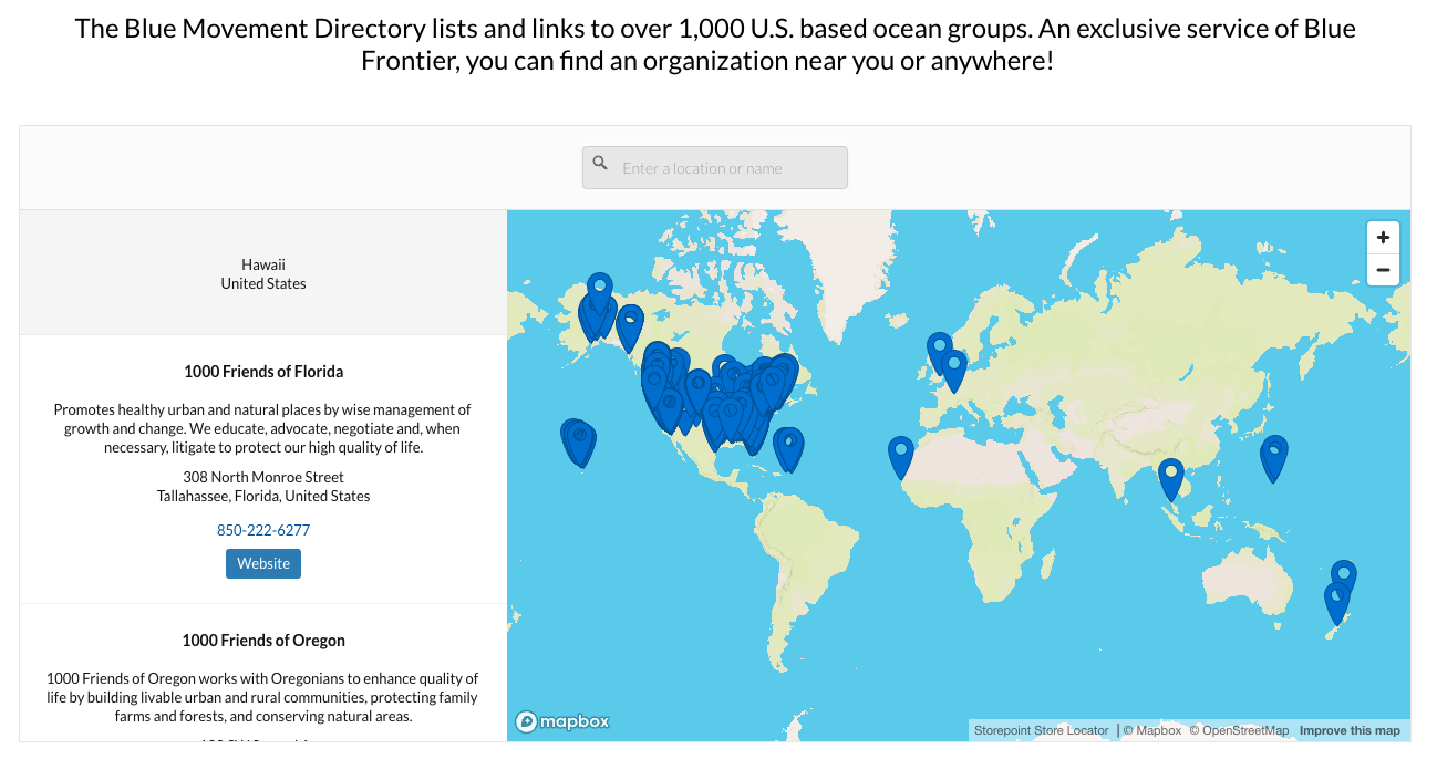 Introducing Blue Frontier’s Blue Movement Directory: A New, Updated, Geo-Map-based Guide Empowering Ocean Action Worldwide